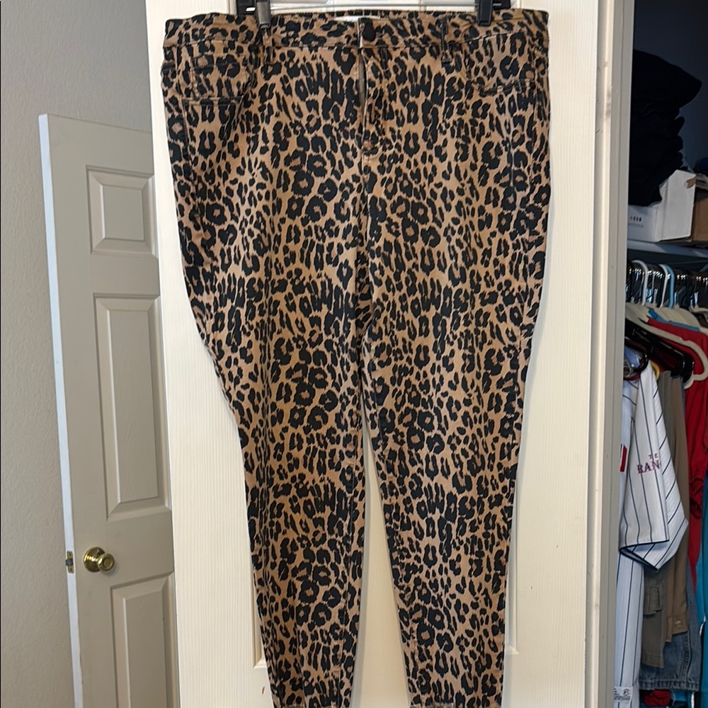 Lane Bryant Brown and Black Skinny Jeans Leopard Print
